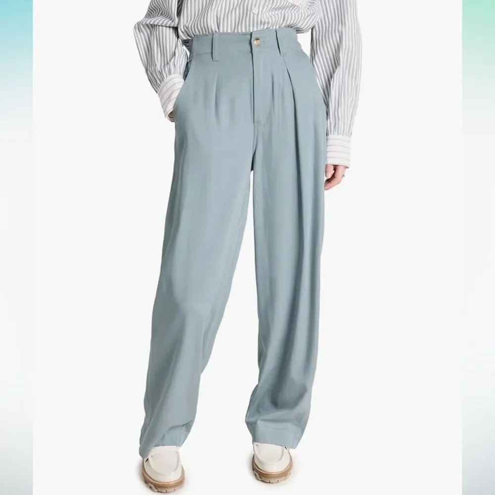 Madewell Wide Straight-Leg Pants in Dusty Blue